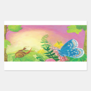 Ant, Schnecke und Chapman-Blauer Schmetterling Rechteckiger Aufkleber