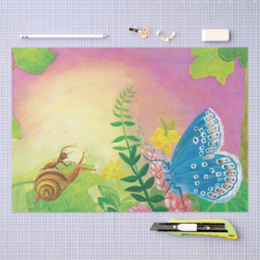 Ant, Schnecke und Chapman-Blauer Schmetterling Seidenpapier (Handwerk)