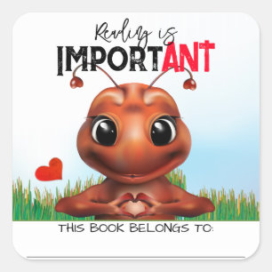 Ant Sign Language Book Label Quadratischer Aufkleber