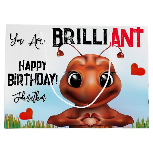 Ant Sign Language Happy Birthday Große Geschenktüte (Rückseite)