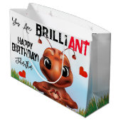 Ant Sign Language Happy Birthday Große Geschenktüte (Rückseite Schrägansicht)