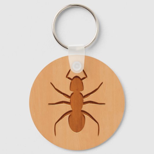 Ant-Silhouette in Holzdesign graviert Schlüsselanhänger (Vorderseite)