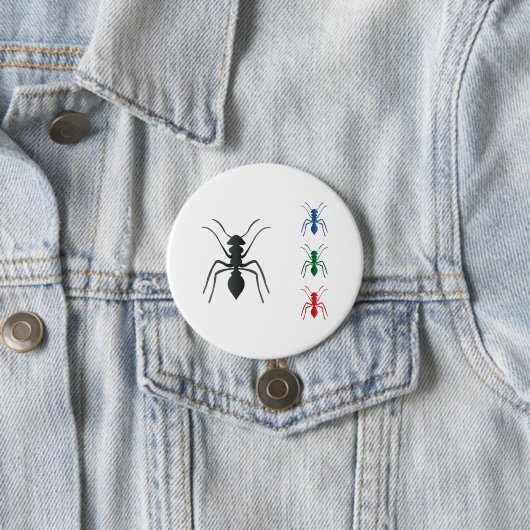 Ant Silhouetten Insekten Schwarz Blau Grün und Rot Button (Beispiel)