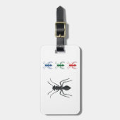 Ant Silhouetten Insekten Schwarz Blau Grün und Rot Gepäckanhänger (Vorderseite vertikal)