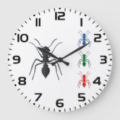 Ant Silhouetten Insekten Schwarz Blau Grün und Rot Große Wanduhr (Vorderseite)