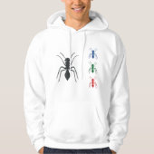Ant Silhouetten Insekten Schwarz Blau Grün und Rot Hoodie (Vorderseite)