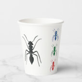 Ant Silhouetten Insekten Schwarz Blau Grün und Rot Pappbecher (Vorderseite)