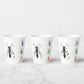 Ant Silhouetten Insekten Schwarz Blau Grün und Rot Pappbecher