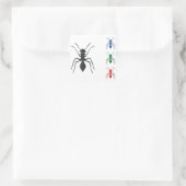 Ant Silhouetten Insekten Schwarz Blau Grün und Rot Quadratischer Aufkleber (Tasche)