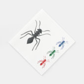 Ant Silhouetten Insekten Schwarz Blau Grün und Rot Serviette (Ecke)
