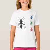 Ant Silhouetten Insekten Schwarz Blau Grün und Rot T-Shirt (Vorderseite)