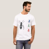 Ant Silhouetten Insekten Schwarz Blau Grün und Rot T-Shirt (Vorne ganz)