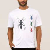 Ant Silhouetten Insekten Schwarz Blau Grün und Rot T-Shirt (Vorderseite)
