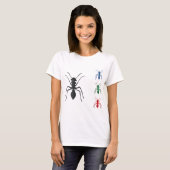Ant Silhouetten Insekten Schwarz Blau Grün und Rot T-Shirt (Vorne ganz)