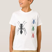 Ant Silhouetten Insekten Schwarz Blau Grün und Rot T-Shirt (Vorderseite)