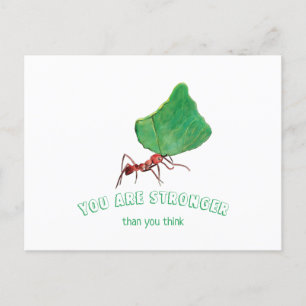 Ant trägt großes Blatt - Sie sind stark Postkarte