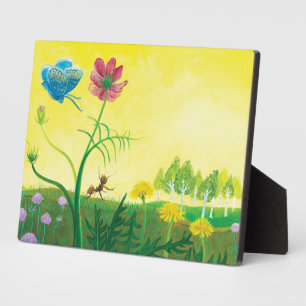 Ant und Schmetterling auf der Wiese der Wildblume Fotoplatte