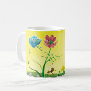 Ant und Schmetterling auf der Wiese der Wildblume Kaffeetasse