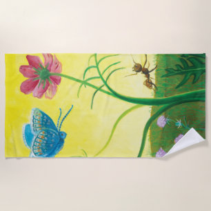 Ant und Schmetterling auf der Wiese der Wildblume Strandtuch