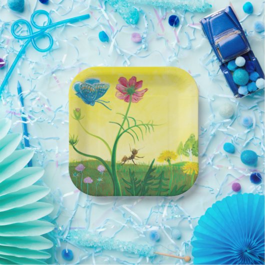 Ant und Schmetterling auf einer Sommerwiese Illust Pappteller (Party)