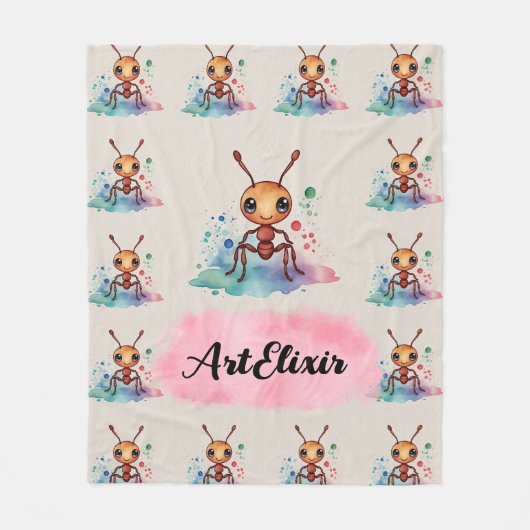 Ant Watercolor Pattern Fleecedecke (Vorderseite)