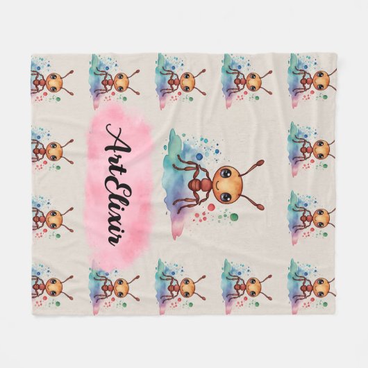 Ant Watercolor Pattern Fleecedecke (Vorderseite (Horizontal))
