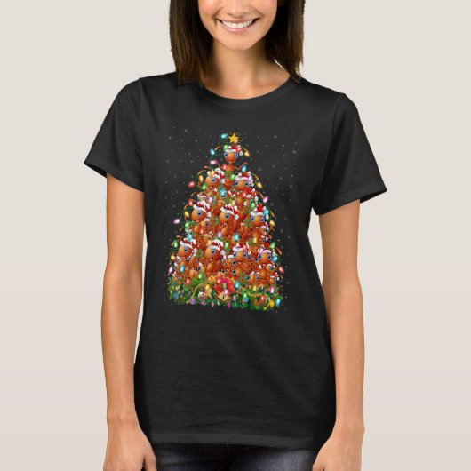 Ant Xmas Lights Santa Ant Christmas Tree T-Shirt (Vorderseite)