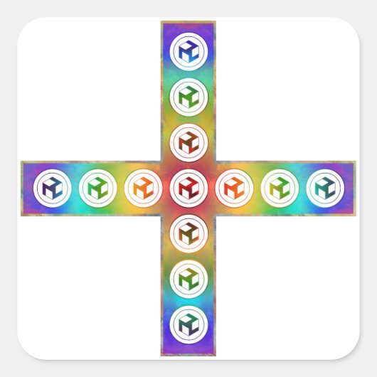 Antahkarana Cross - Male Antahkarana Quadratischer Aufkleber (Vorderseite)