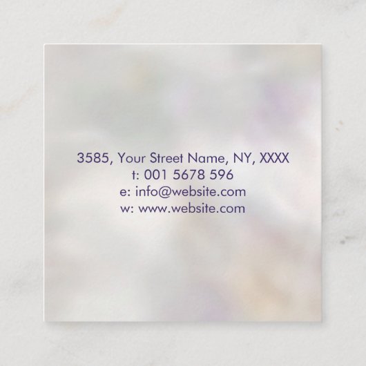 Antahkarana in Blume des Lebens - Perle und Amethy Quadratische Visitenkarte (Rückseite)