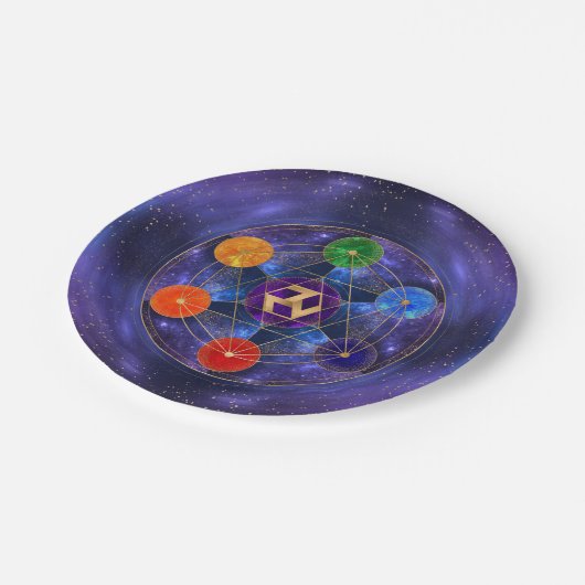 Antahkarana in Heiliger Geometrie Ornament - Nebul Pappteller (Schrägansicht)