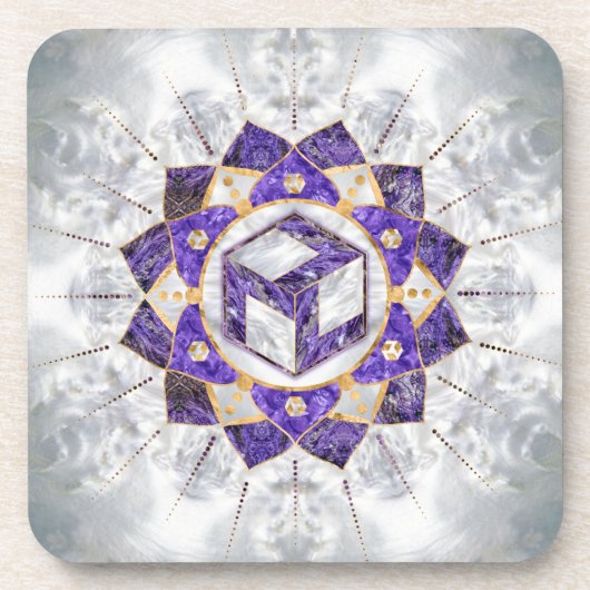 Antahkarana in Lotus Mandala- Amethyst und Pearl Getränkeuntersetzer (Vorderseite)