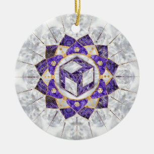 Antahkarana in Lotus Mandala- Amethyst und Pearl Keramik Ornament