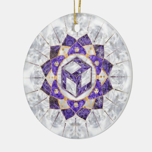 Antahkarana in Lotus Mandala- Amethyst und Pearl Keramik Ornament (Links)