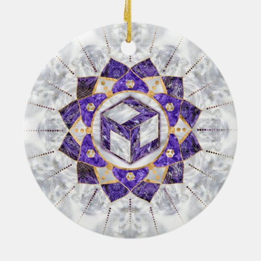 Antahkarana in Lotus Mandala- Amethyst und Pearl Keramik Ornament (Hinten)