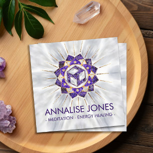 Antahkarana in Lotus Mandala- Amethyst und Pearl Quadratische Visitenkarte