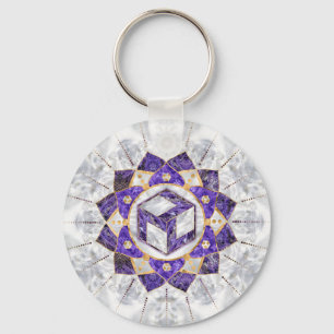 Antahkarana in Lotus Mandala- Amethyst und Pearl Schlüsselanhänger
