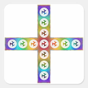 Antahkarana Kreuz - männliches Antahkarana Quadratischer Aufkleber