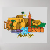 Antalya, die berühmte Stadt der Türkei Poster (Vorne)