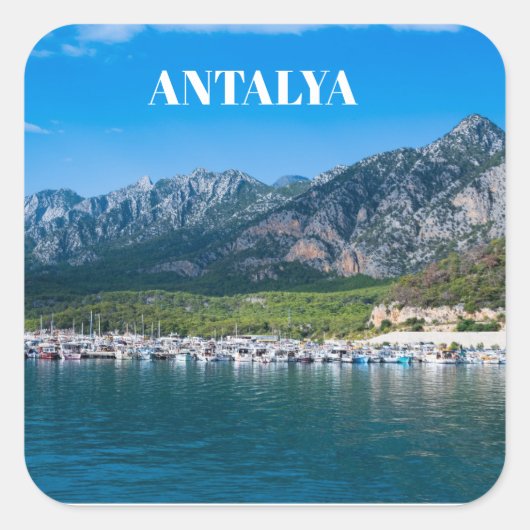 Antalya in der Türkei Quadratischer Aufkleber (Vorderseite)