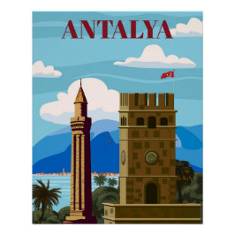 Antalya Retro Sehenswürdigkeit Poster