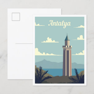Antalya Türkei Kunst Reise Illustration Postkarte