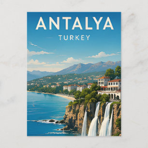 🌊 Antalya Türkei Mittelmeer Küste und Wasserfall Postkarte