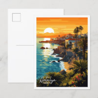Antalya Türkei Vintage Reise Illustration