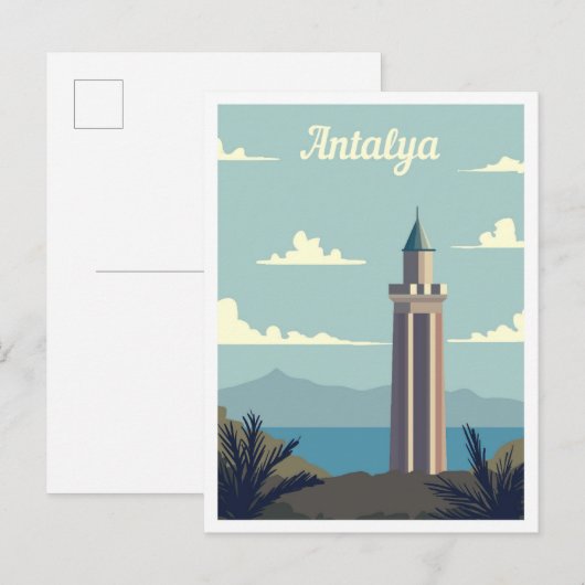 Antalya Turkey Art Travel Illustration Postkarte (Vorne/Hinten)