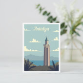 Antalya Turkey Art Travel Illustration Postkarte (Stehend Vorderseite)