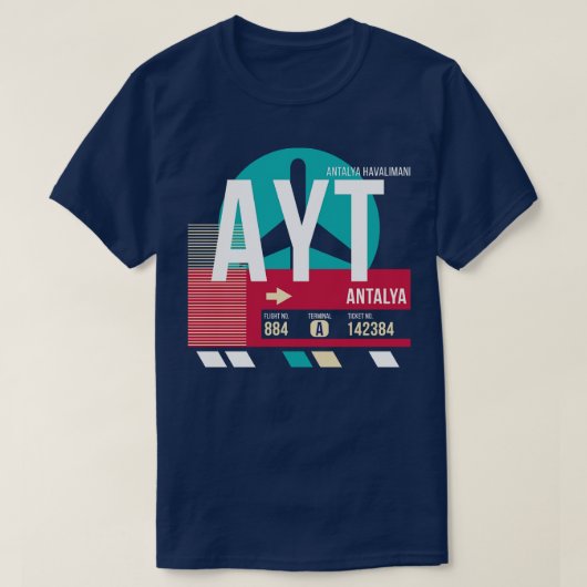 Antalya Turkey AYT Airport Code Gepäckmarke T-Shirt (Design vorne)