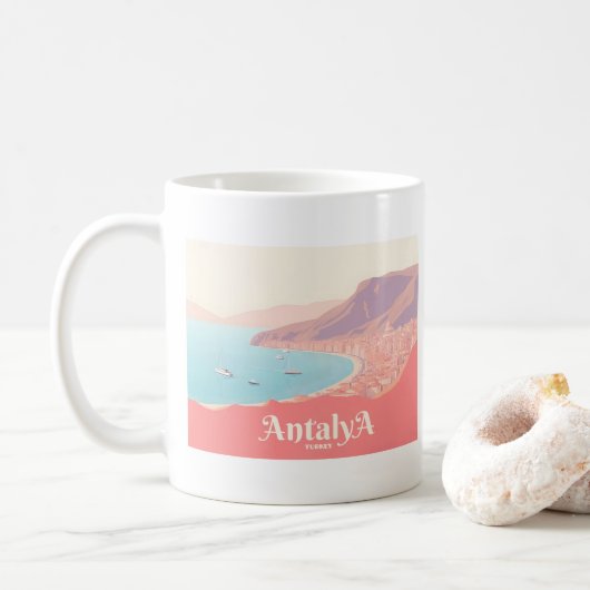 Antalya Turkey Pastel Travel Kaffeetasse (Mit Donut)