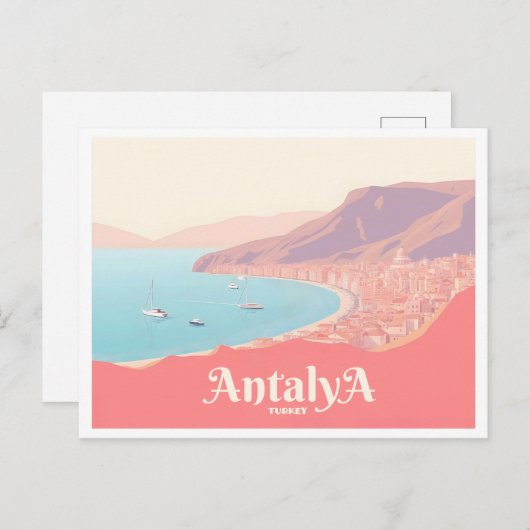 Antalya Turkey Pastel Travel Postkarte (Vorne/Hinten)