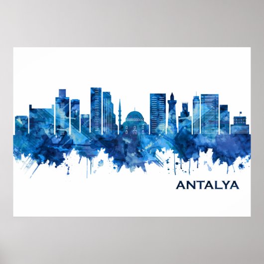 Antalya Turkey Skyline Blue Poster (Vorne)