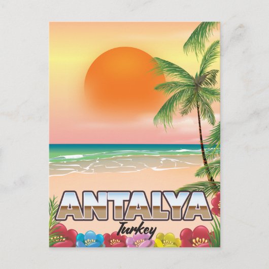 Antalya Turkey Strandposter Postkarte (Vorderseite)